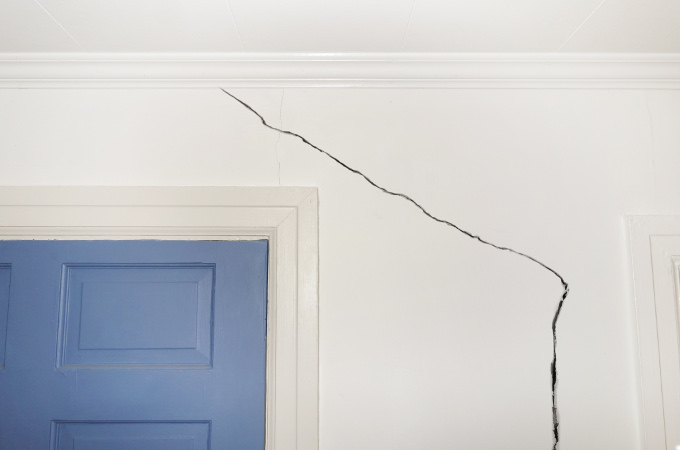 Crack in the wall of a home